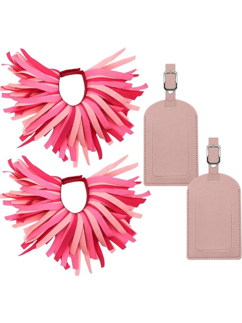 2 Pcs Funny Luggage Pom Poms & Tags - Cute Travel Accessories for Suitcases